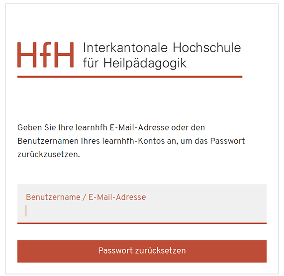 Bild, das zeigt, wie das HfH-Passwort zurückgesetzt wird.