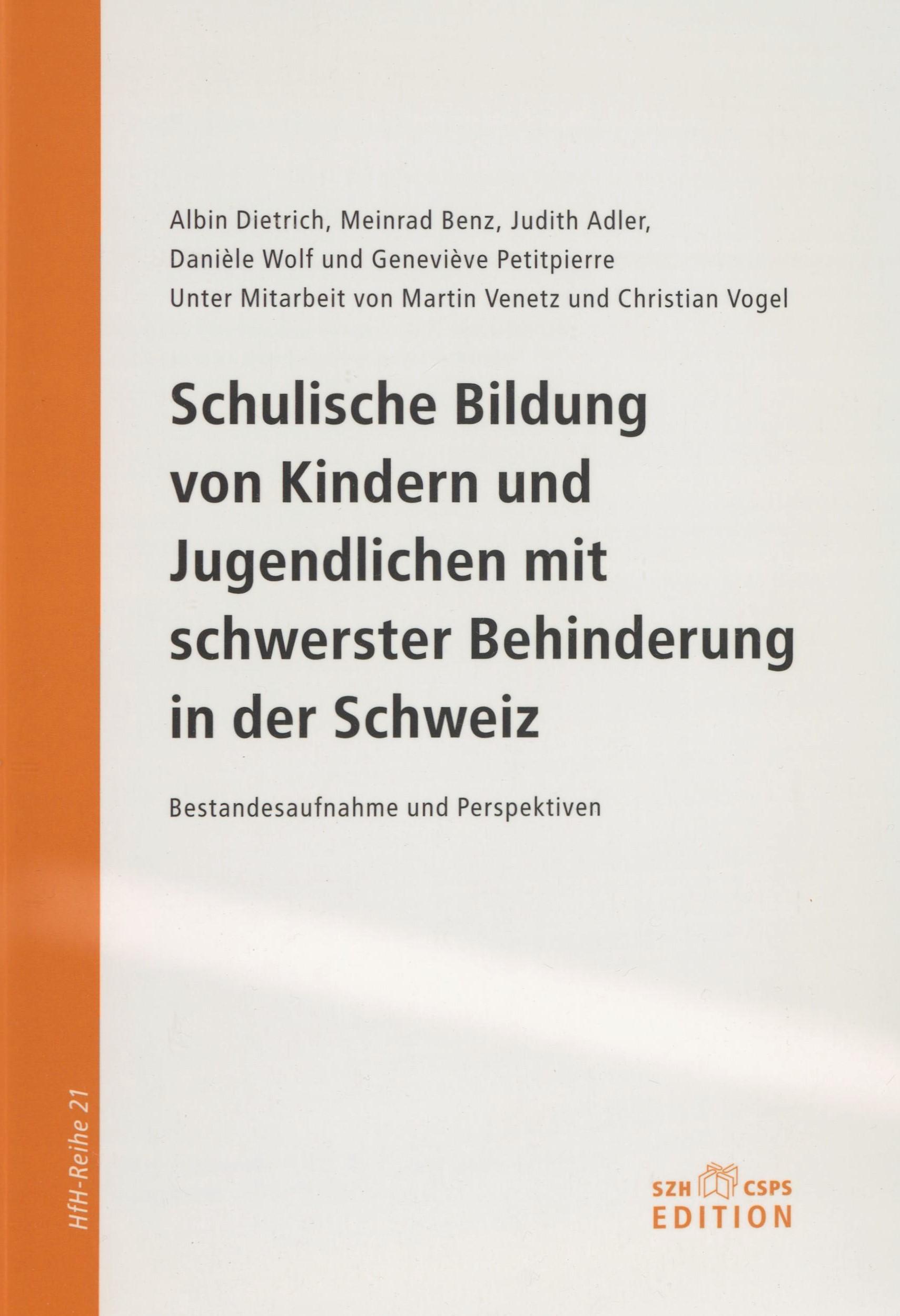 Buchcover Schulische Bildung von Kindern und Jugendlichen mit schwerster Behinderung in der Schweiz